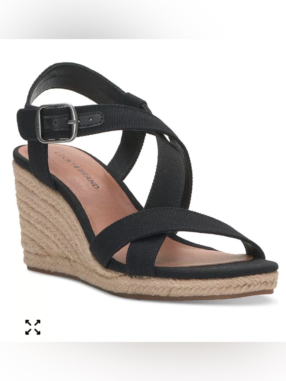 Lucky Brand
Women's Mytila Strappy Espadrille Wedge Sandals in black Size 9 NWOB